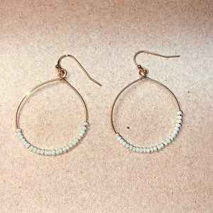 Gold Hoop Earrings, White Cut Crystal Earrings, Dainty earrings